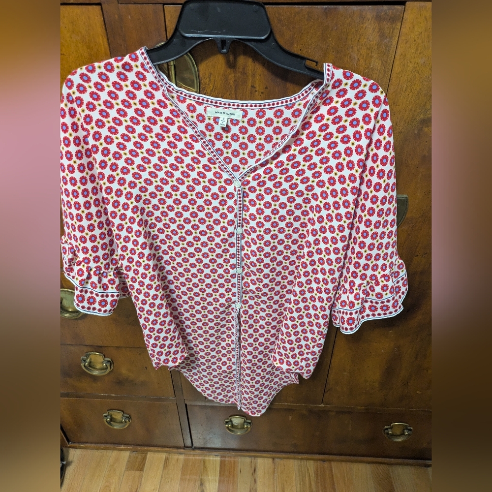 Max Studio tie-front blouse S
